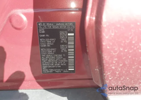 2016 Nissan Rogue S/Sl/Sv z USA, uszkodzony, nr VIN KNMAT2MV2GP727199